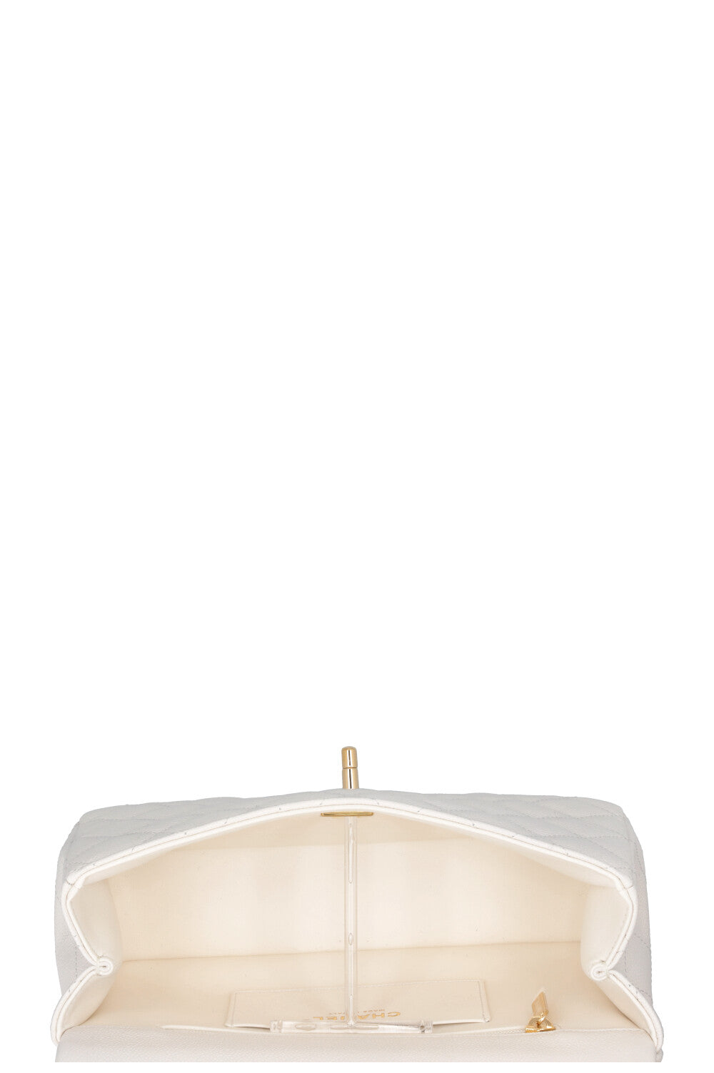CHANEL Top Handle Small Flap Caviar White