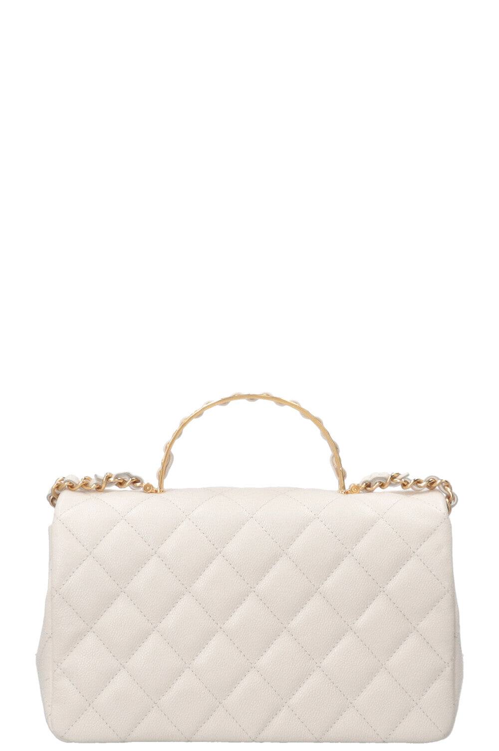 CHANEL Top Handle Small Flap Caviar White