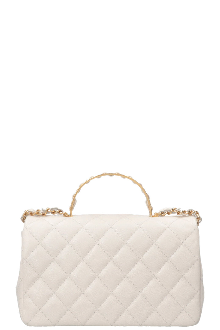 CHANEL Top Handle Small Flap Caviar White