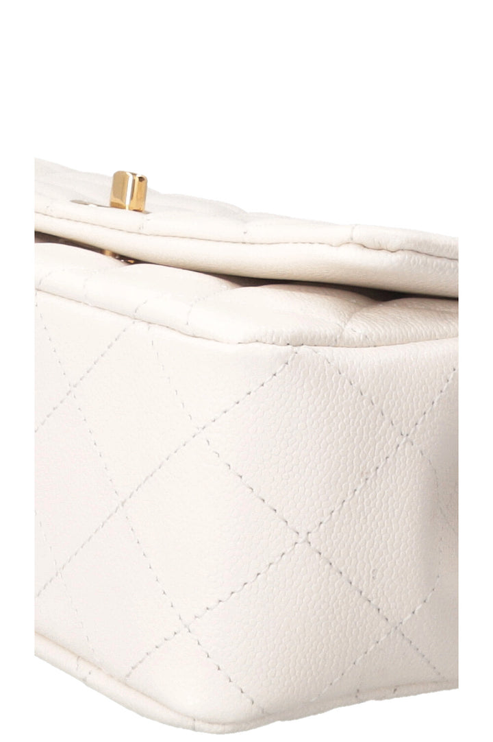 CHANEL Top Handle Small Flap Caviar White