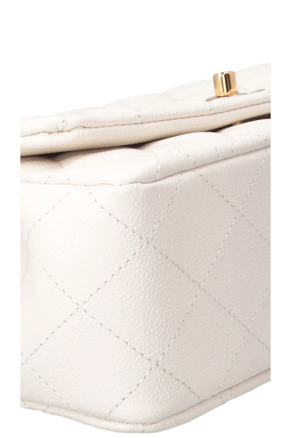 CHANEL Top Handle Small Flap Caviar White
