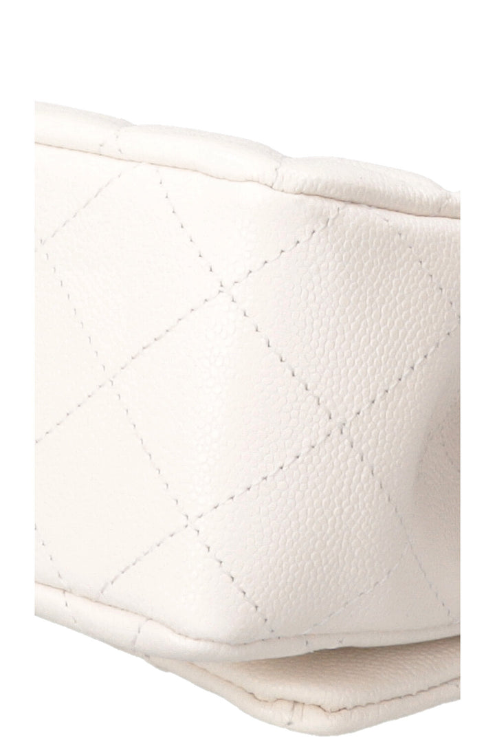 CHANEL Top Handle Small Flap Caviar White