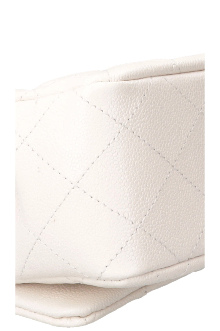 CHANEL Top Handle Small Flap Caviar White