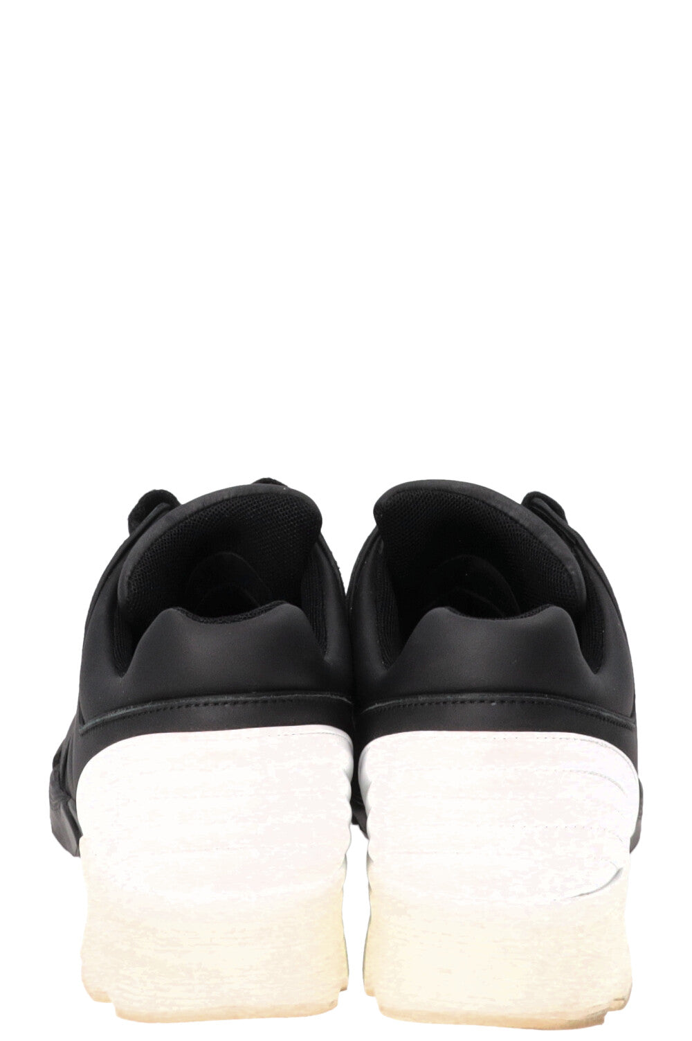 CHANEL Trainers Leather Black White