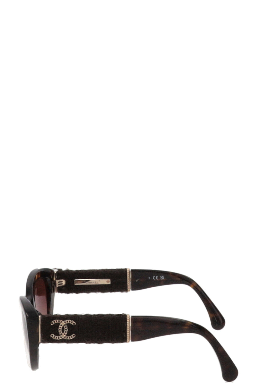 CHANEL Tweed Sunglasses Tortoise 5513