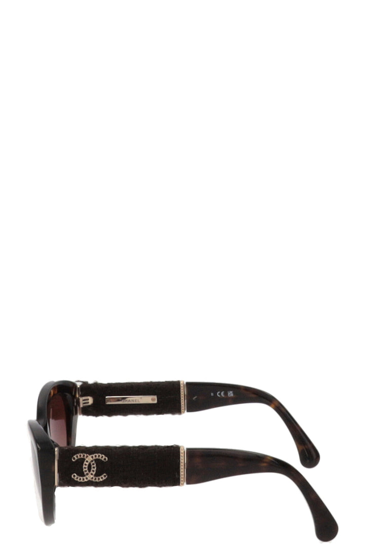 CHANEL Tweed Sunglasses Tortoise 5513