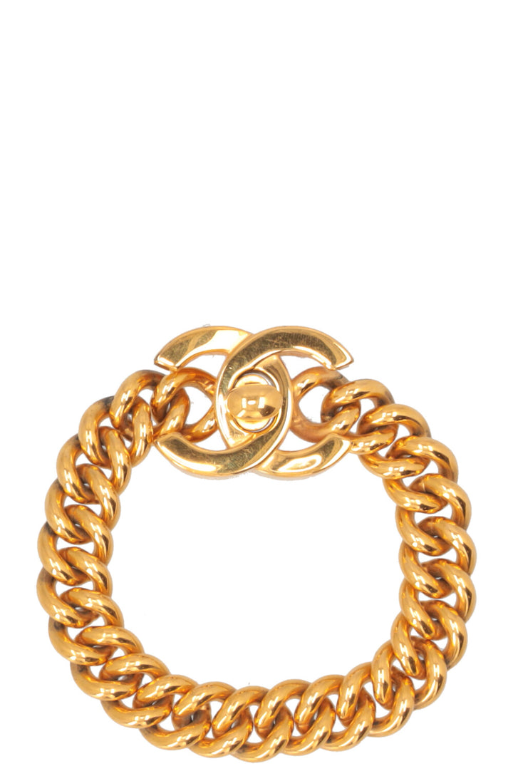 CHANEL Vintage CC Turnlock Bracelet Gold Plated 24k gold-plated Gold