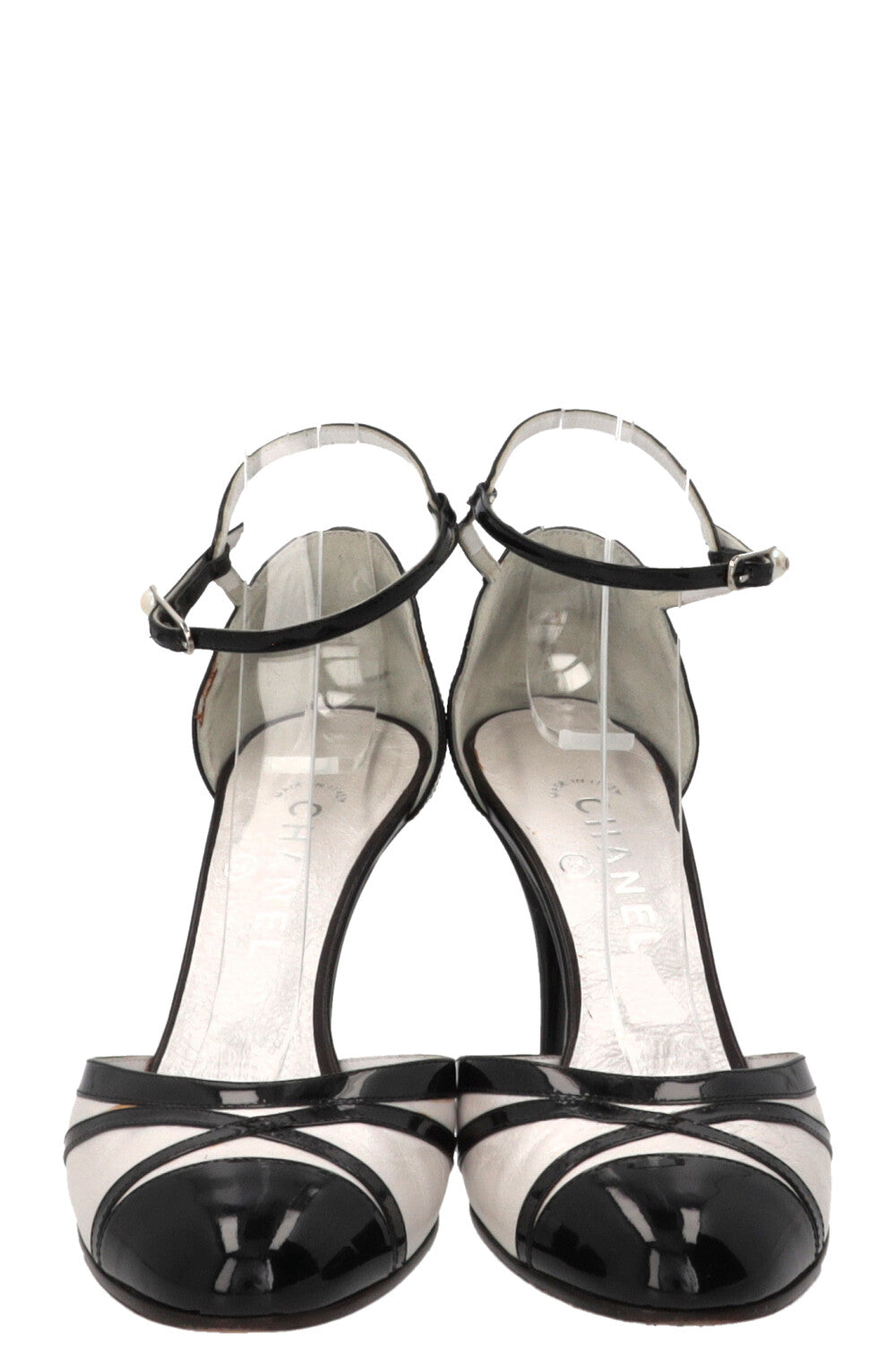 CHANEL Vintage D'Orsay Pumps Leather Grey