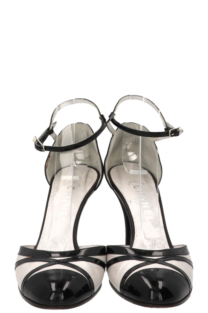CHANEL Vintage D'Orsay Pumps Leather Grey