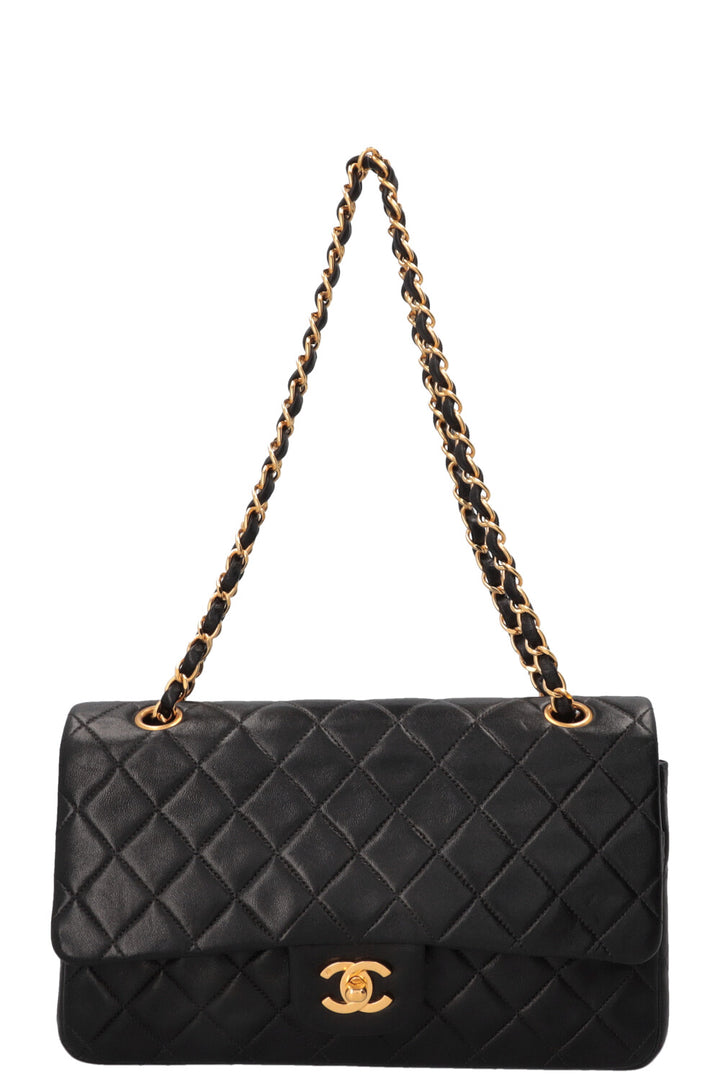 CHANEL Vintage Medium Double Flap Bag in Black Leather
