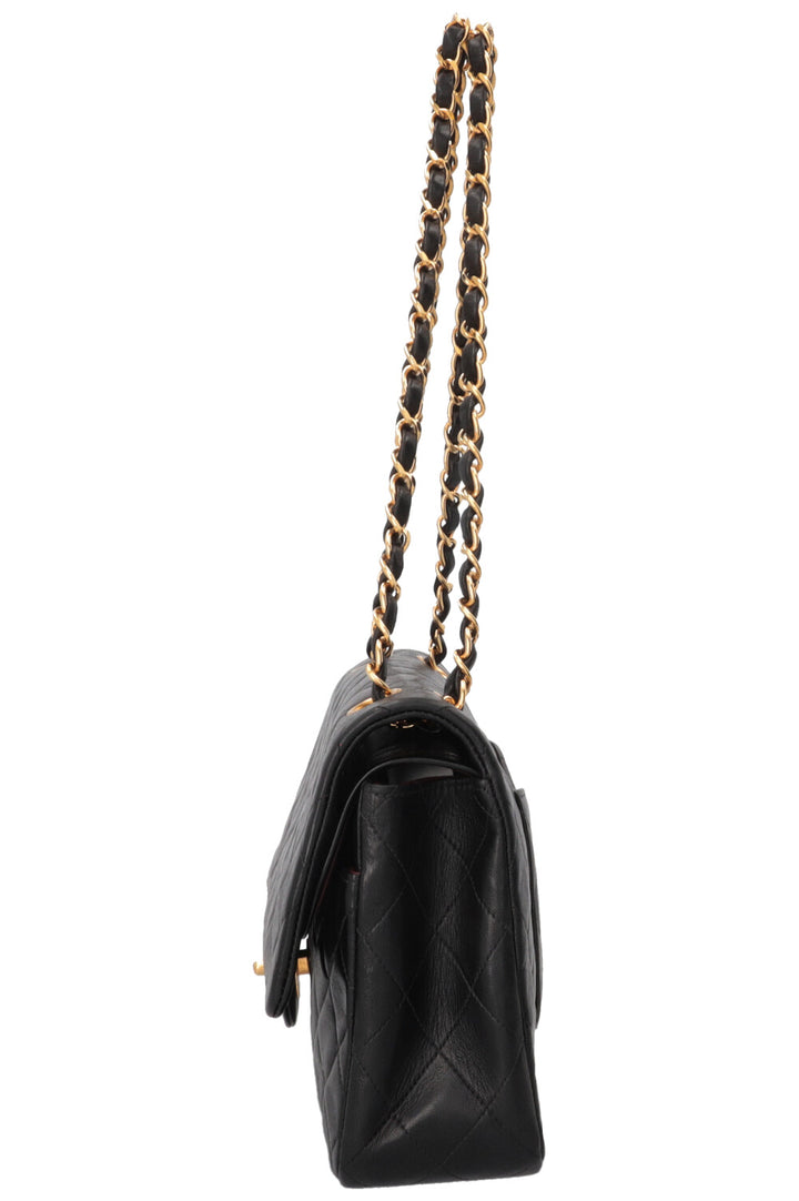 CHANEL Vintage Medium Double Flap Bag in Black Leather