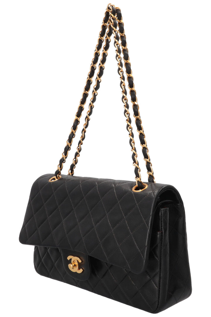 CHANEL Vintage Medium Double Flap Bag in Black Leather