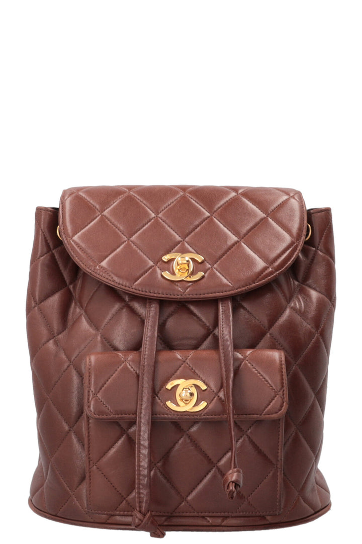 CHANEL Vintage Duma Backpack Lambskin Brown