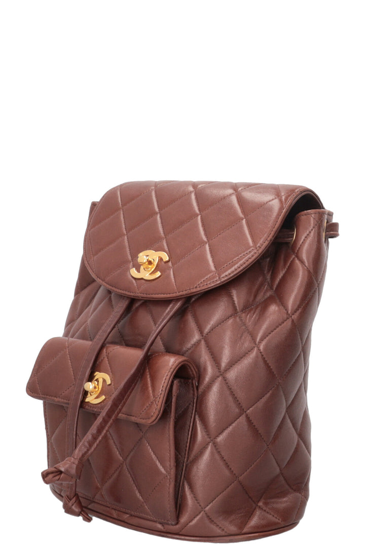 CHANEL Vintage Duma Backpack Lambskin Brown