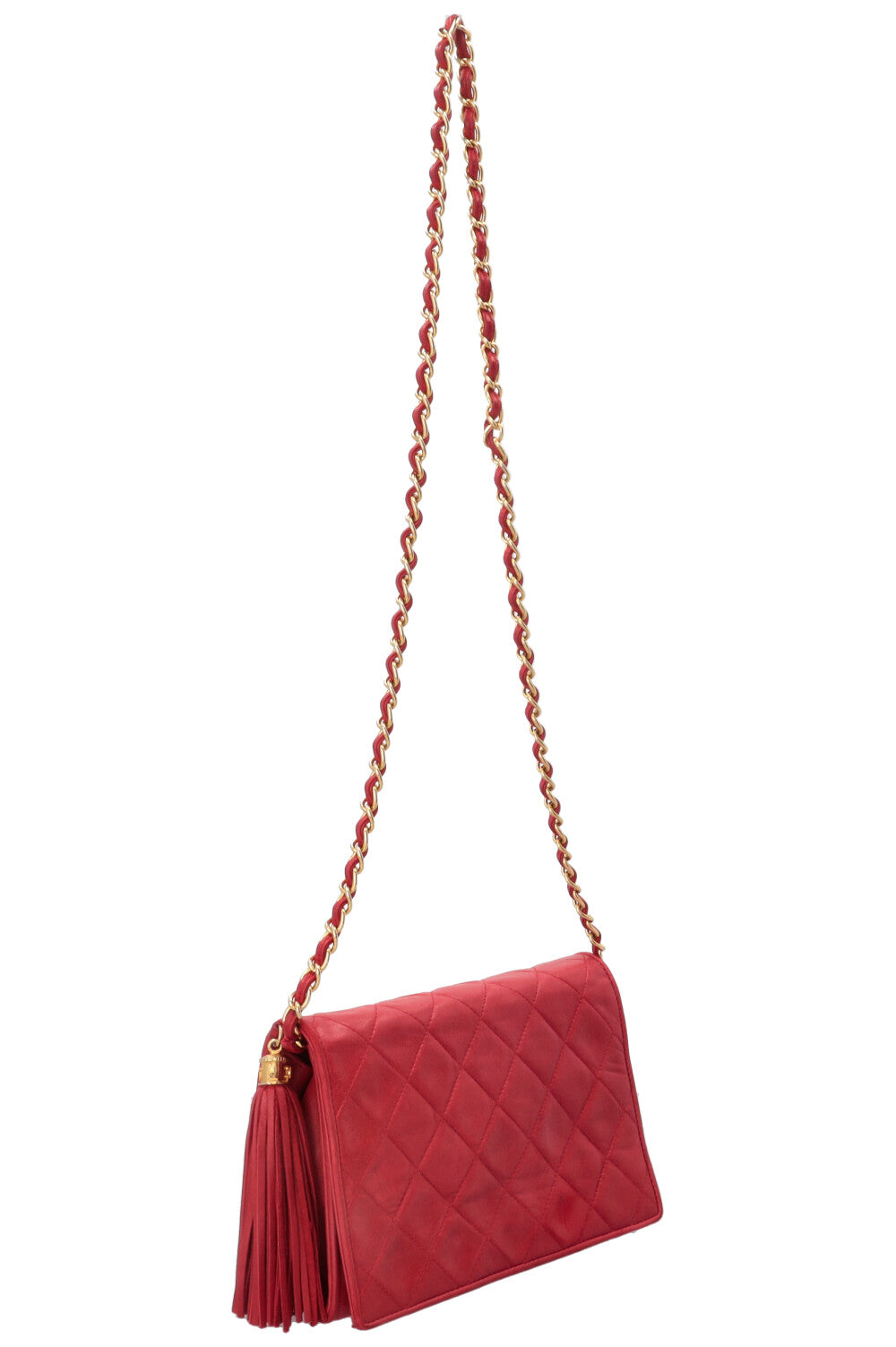 CHANEL Vintage Quilted Flap Leather Red