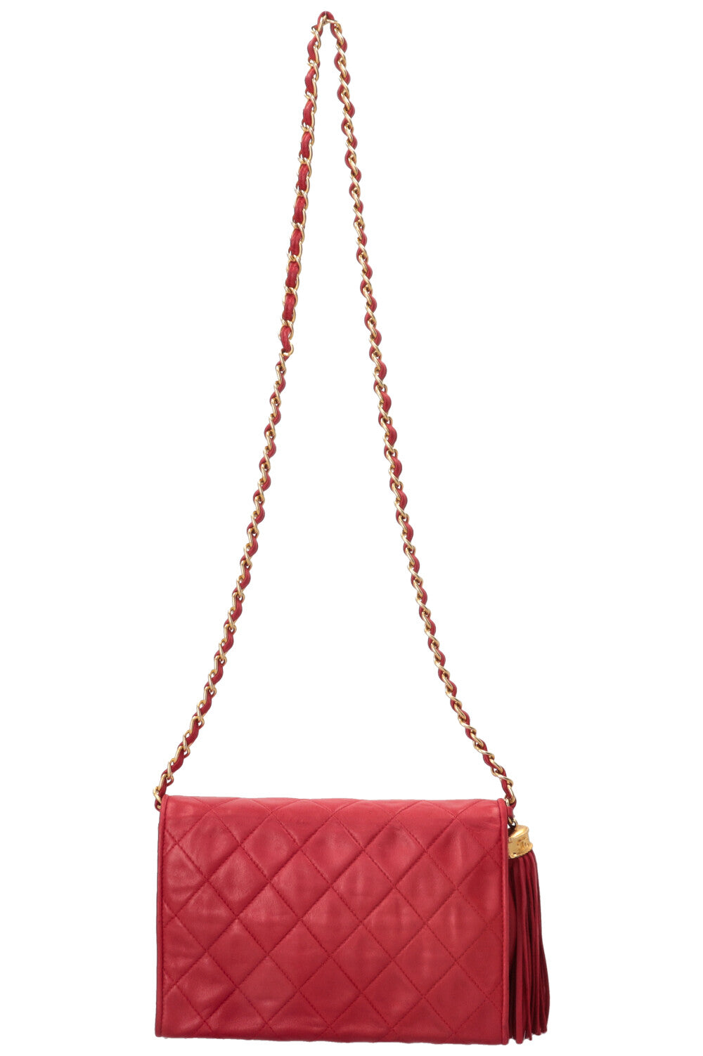 CHANEL Vintage Quilted Flap Leather Red