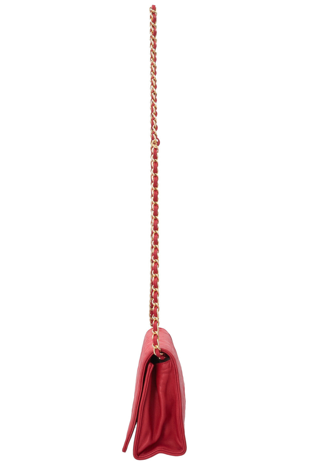 CHANEL Vintage Quilted Flap Leather Red