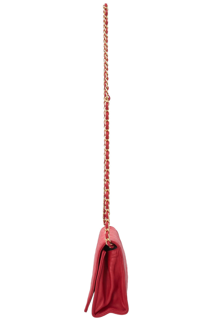 CHANEL Vintage Quilted Flap Leather Red