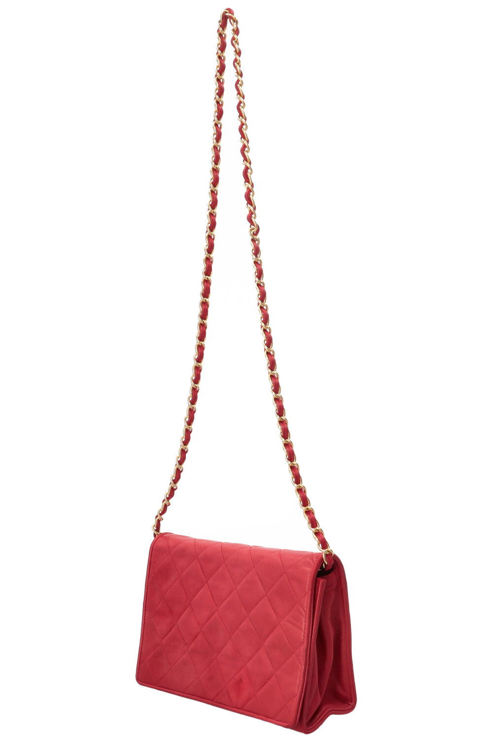 CHANEL Vintage Quilted Flap Leather Red