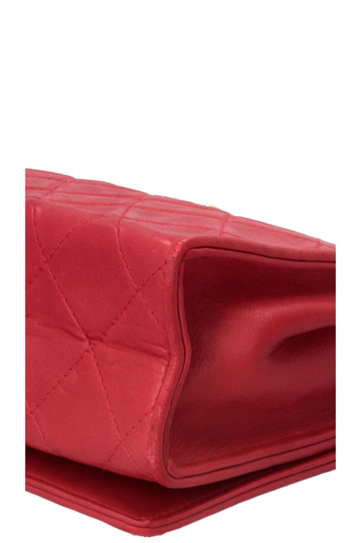 CHANEL Vintage Quilted Flap Leather Red