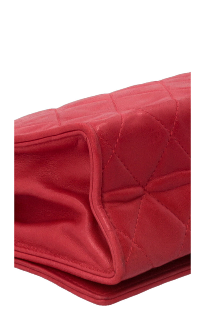 CHANEL Vintage Quilted Flap Leather Red