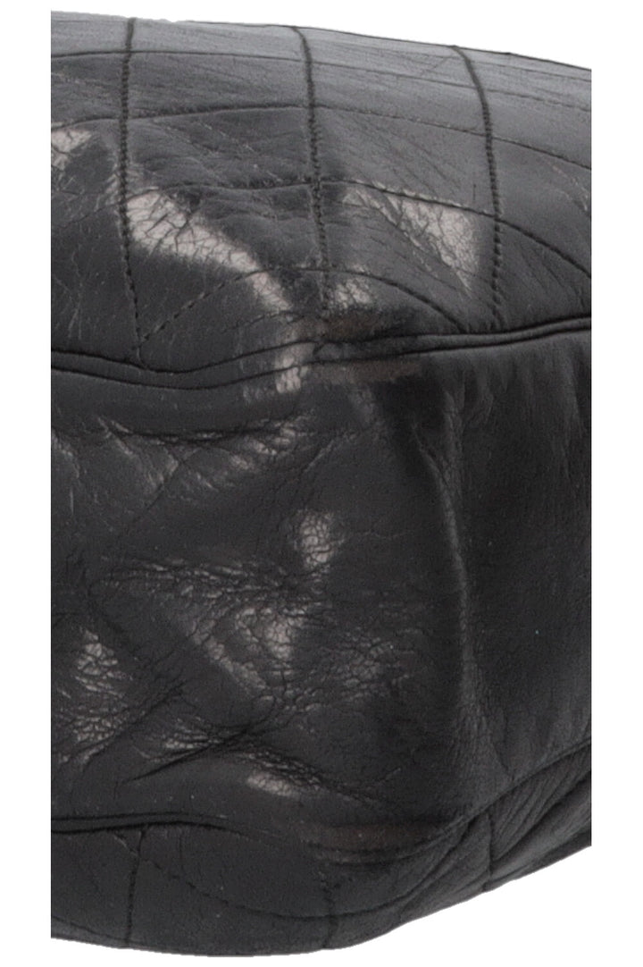 Sac bandoulière CHANEL Vintage matelassé médaillon en cuir noir