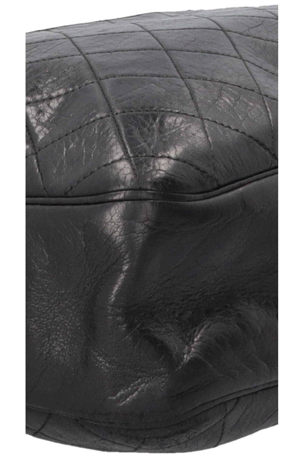 Sac bandoulière CHANEL Vintage matelassé médaillon en cuir noir