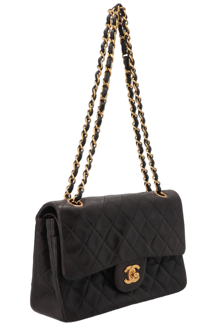 CHANEL Vintage Small Double Flap Cuir Noir