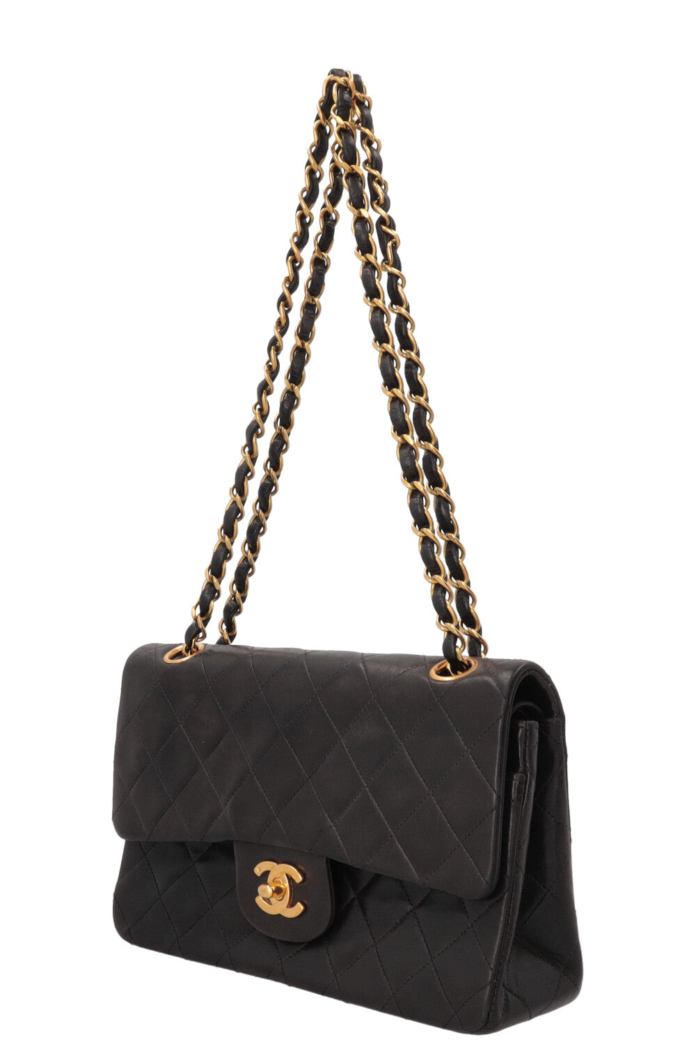 CHANEL Vintage Small Double Flap Cuir Noir