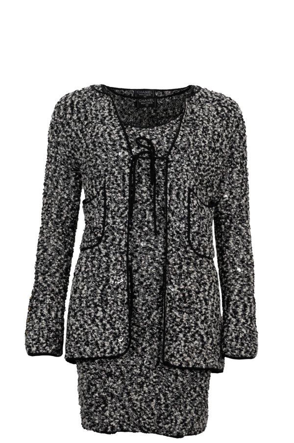 CHANEL Vintage Two Piece Boucle Black White