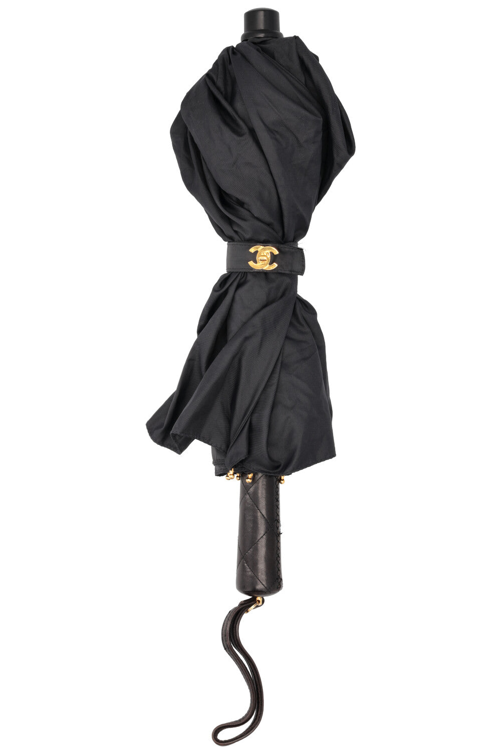 CHANEL Parapluie Vintage Cuir Noir