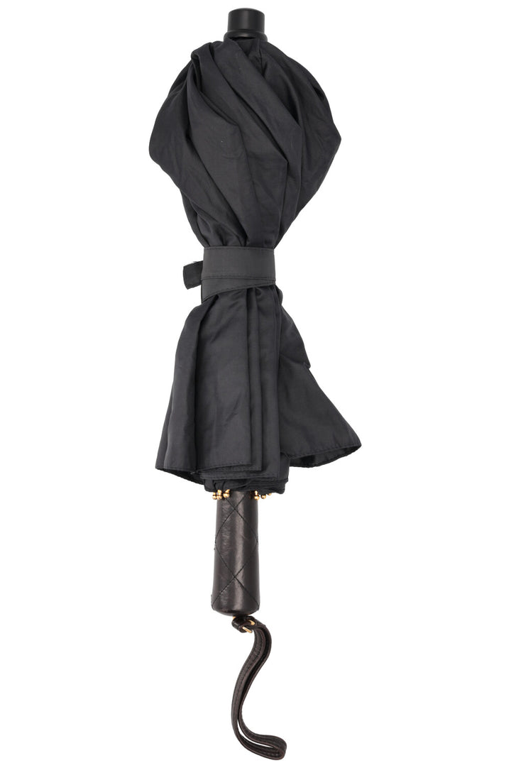 CHANEL Parapluie Vintage Cuir Noir