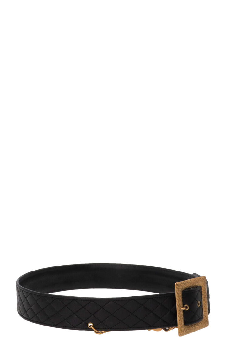 CHANEL Vintage Waist Belt Leather Black