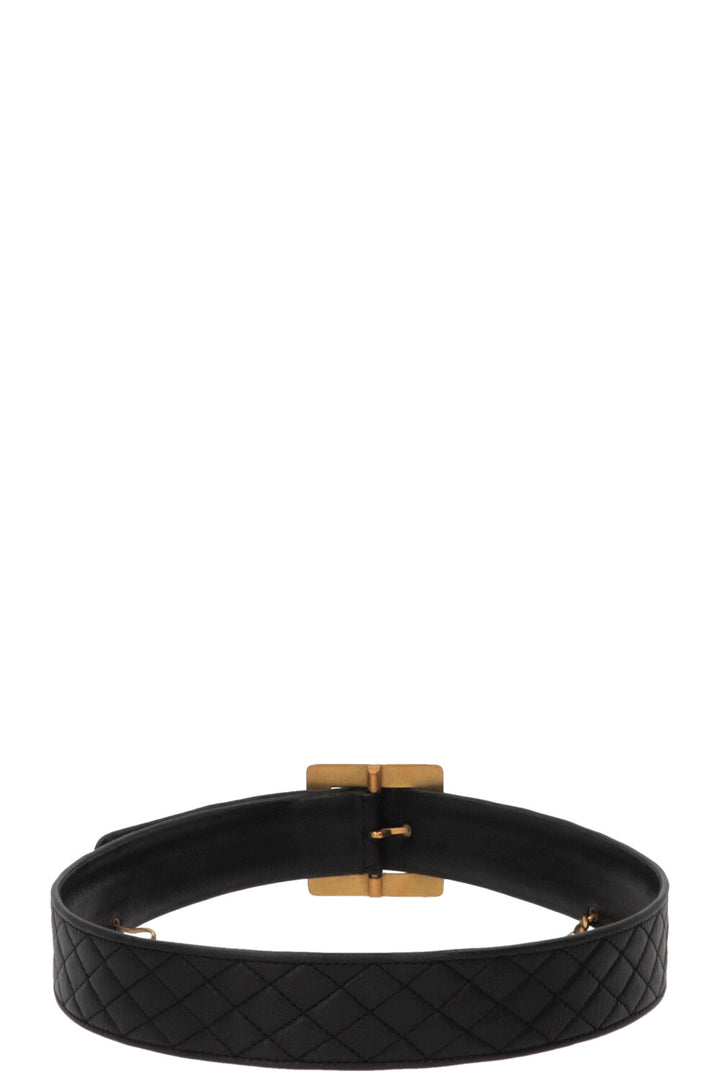 CHANEL Vintage Waist Belt Leather Black