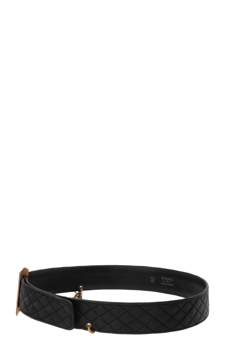 CHANEL Vintage Waist Belt Leather Black
