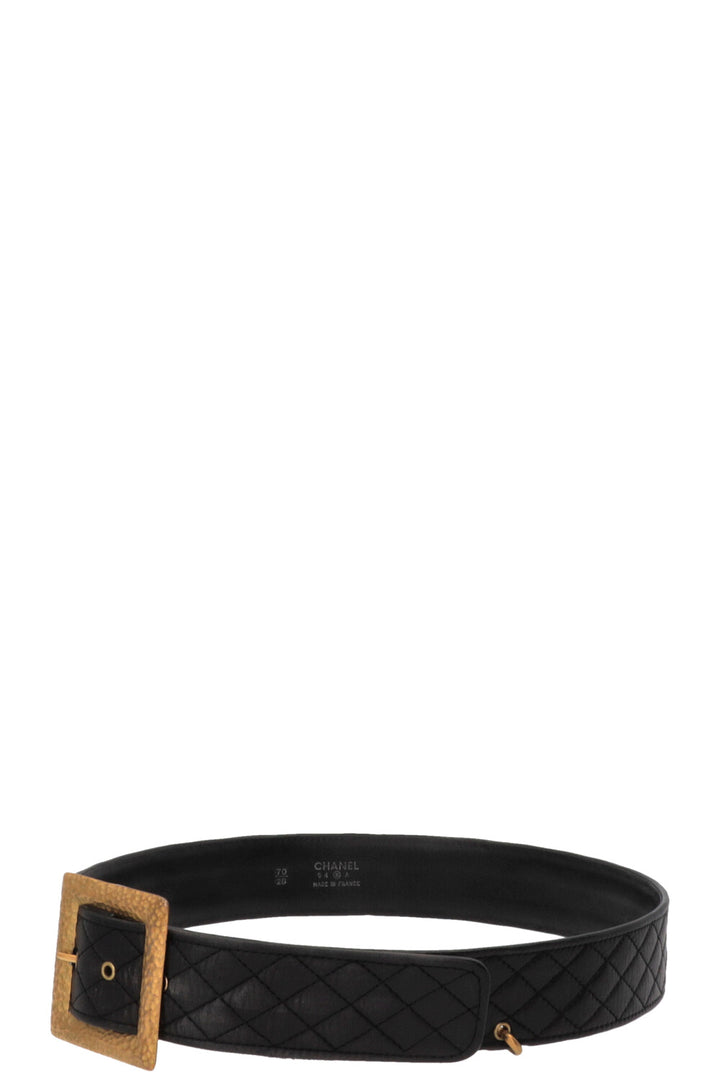 CHANEL Vintage Waist Belt Leather Black