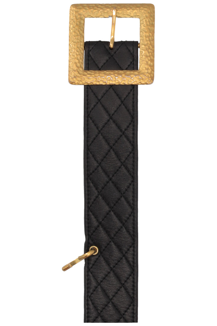 CHANEL Vintage Waist Belt Leather Black