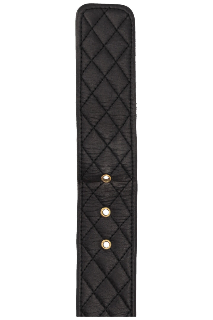 CHANEL Vintage Waist Belt Leather Black