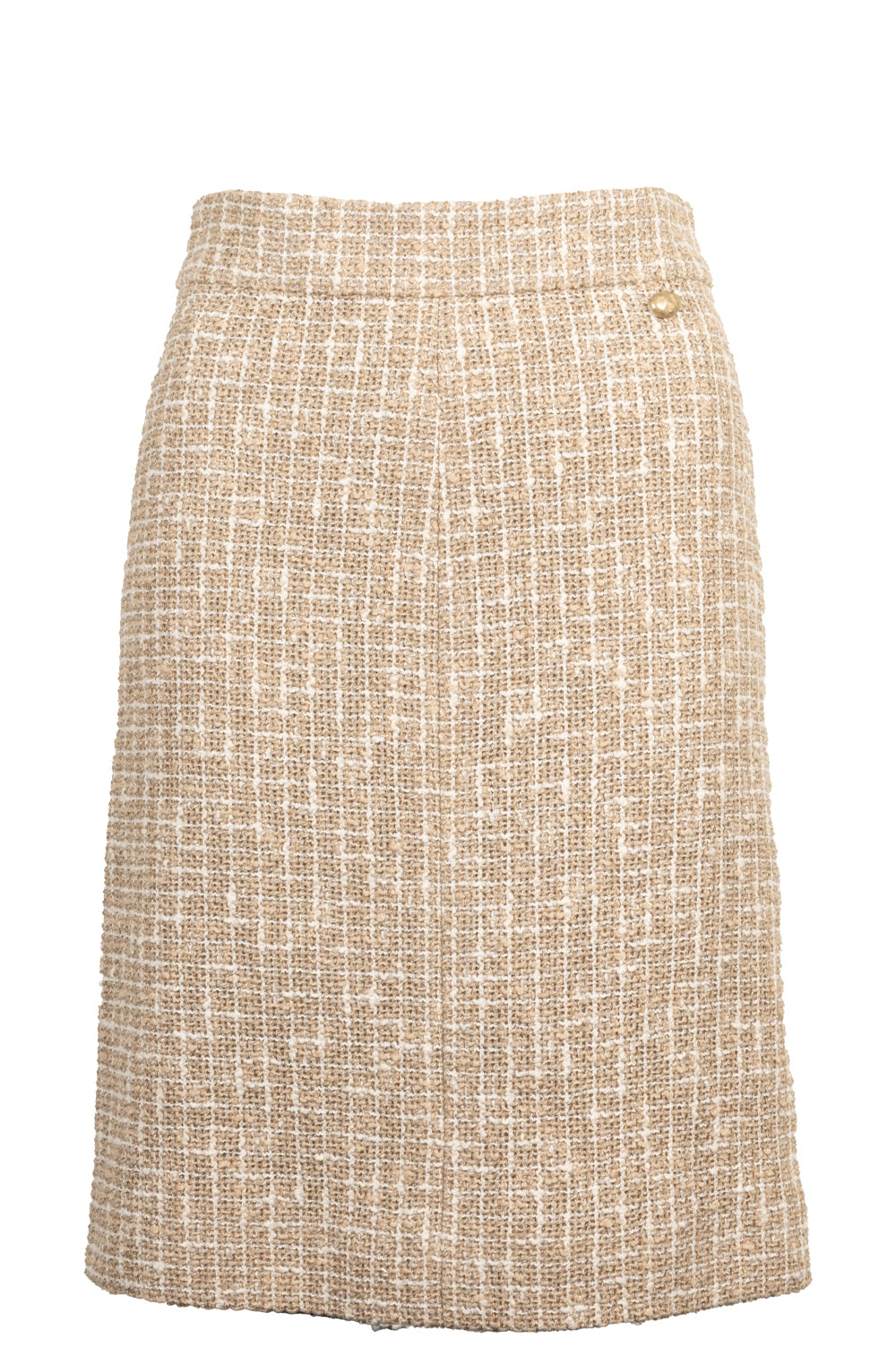 CHANEL 2015 Tweed Skirt Beige White