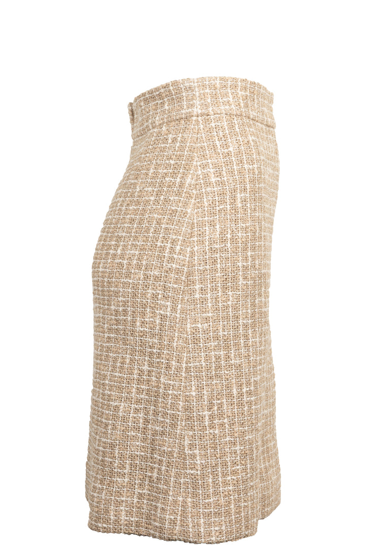 CHANEL 2015 Tweed Skirt Beige White