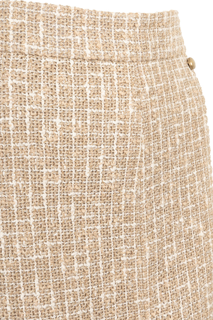 CHANEL 2015 Tweed Skirt Beige White