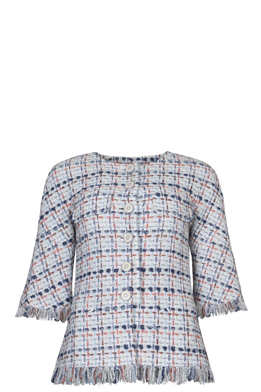 CHANEL 2018 Fantasy Tweed Jacket White Red Blue