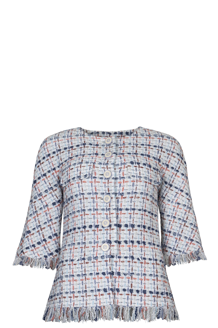 CHANEL 2018 Fantasy Tweed Jacket White Red Blue