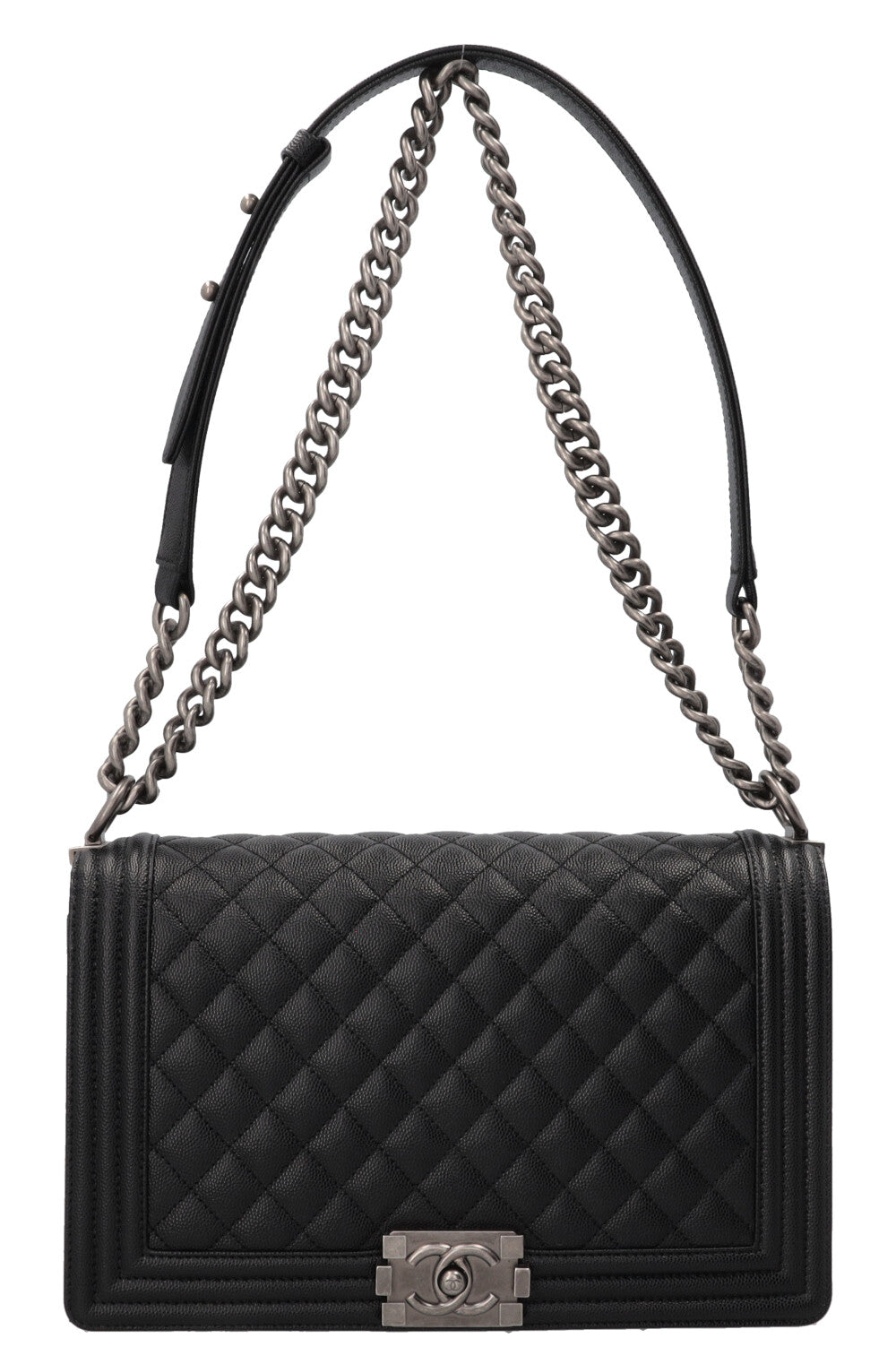 Sac CHANEL Boy moyen en cuir caviar noir