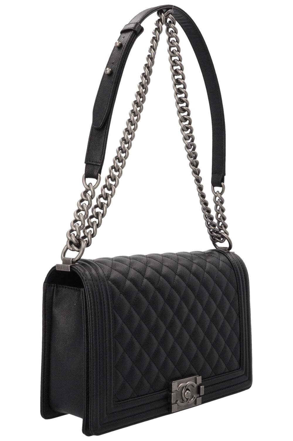 Sac CHANEL Boy moyen en cuir caviar noir