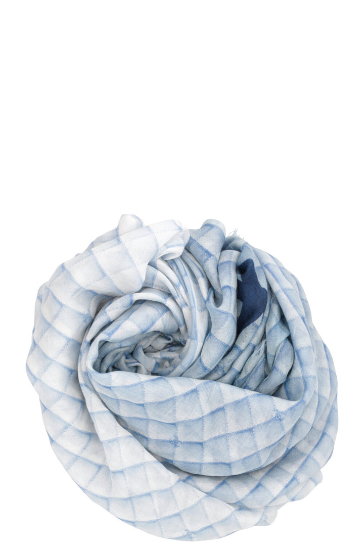 CHANEL CC Étole Écharpe Cachemire Bleu