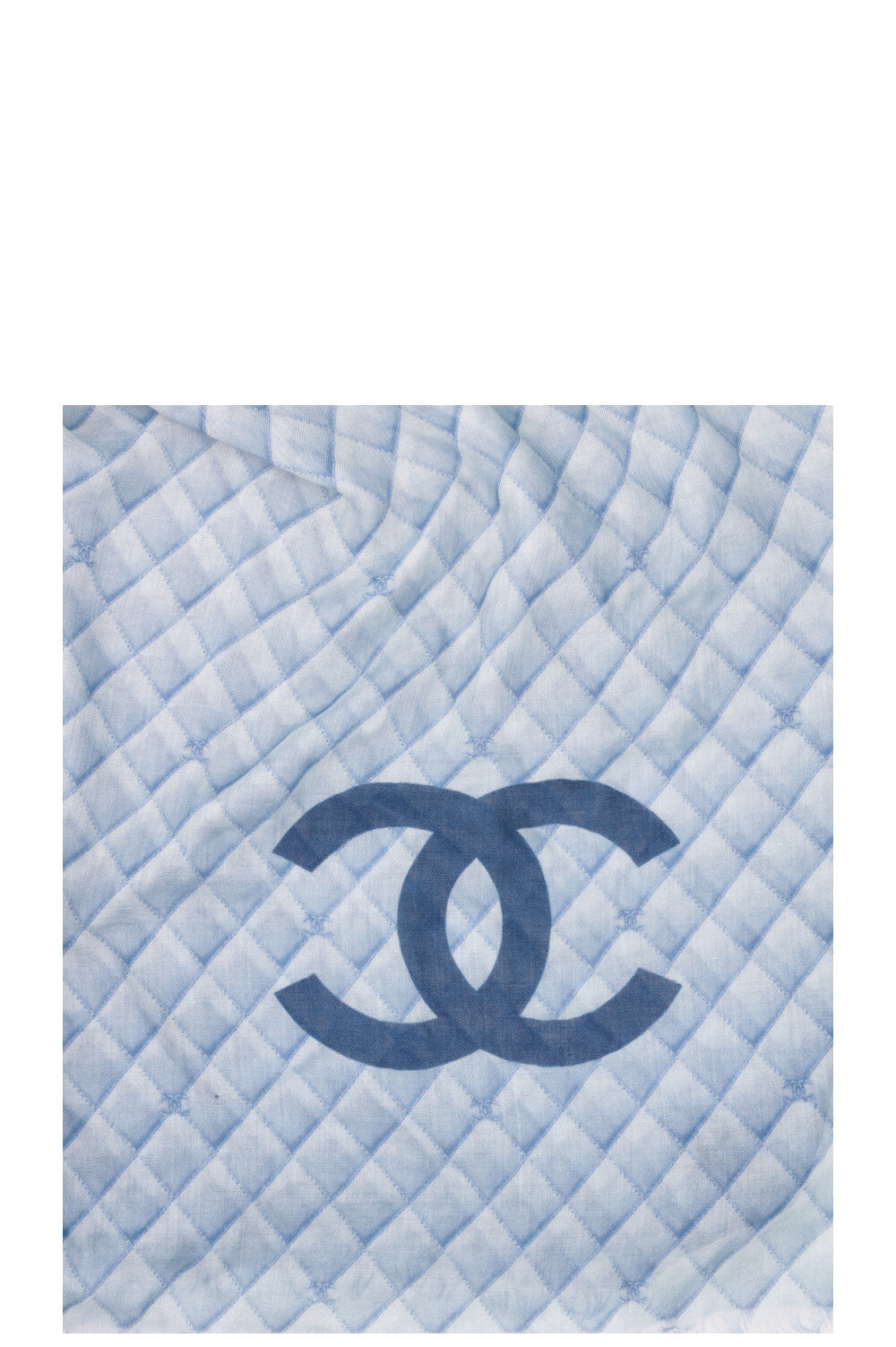 CHANEL CC Étole Écharpe Cachemire Bleu