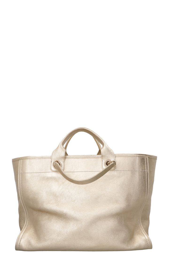 CHANEL Deauville Tote Medium Calfskin Gold