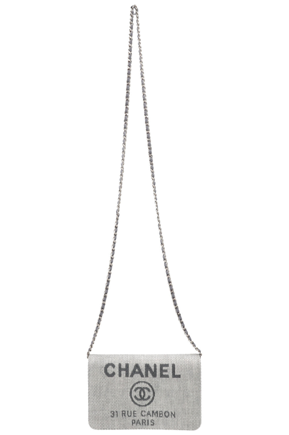 CHANEL Deauville WOC Canvas Leather Grey
