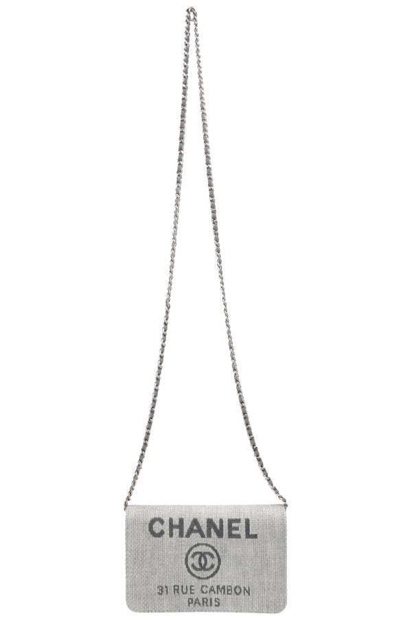 CHANEL Deauville WOC Toile Cuir Gris